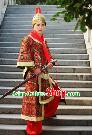 Traditional Ancient Chinese Imperial Soldier Costume, Chinese Han Dynasty Imperial Bodyguard Uniforms, Cosplay Chinese Minister General Armour Clothing Complete Set for Men