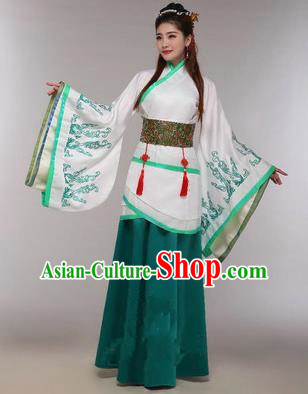 Traditional Ancient Chinese Imperial Emperess Costume, Chinese Han Dynasty Princess Dress, Cosplay Chinese Peri Concubine Embroidered Green Hanfu Clothing for Women