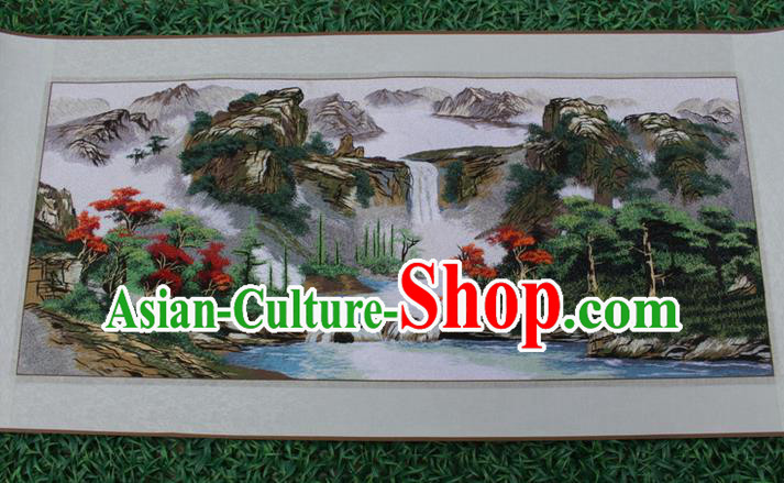 Traditional Chinese Miao Nationality Minority Crafts Hmong Xiangxi Embroidery Decorative Paintings, Embroidery Scenery Scroll Painting for Friends