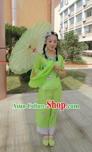 Traditional Chinese Ancient Yangge Fan Dancing Costume, Folk Dance Wide Sleeve Jasmine Uniforms, Classic Flying Dance Elegant Fairy Dress Drum Palace Lady Dance Clothing for Women