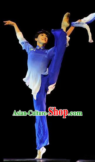 Traditional Chinese Yangge Fan Dancing Costume, Folk Dance Yangko Mandarin Collar Uniforms, Classic Lotus Dance Elegant Dress Drum Dance Clothing for Women