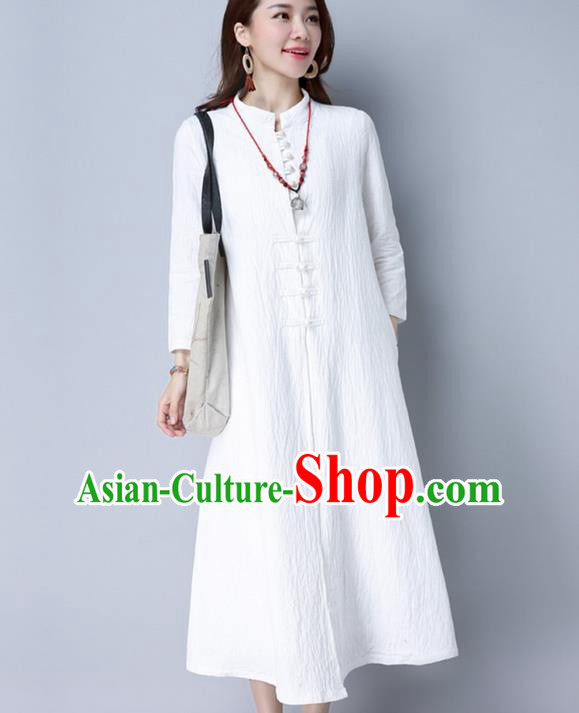 Traditional Ancient Chinese National Costume, Elegant Hanfu Two Piece Dress, China National Minority Tang Suit Cheongsam Upper Outer Garment White Dress Clothing for Women