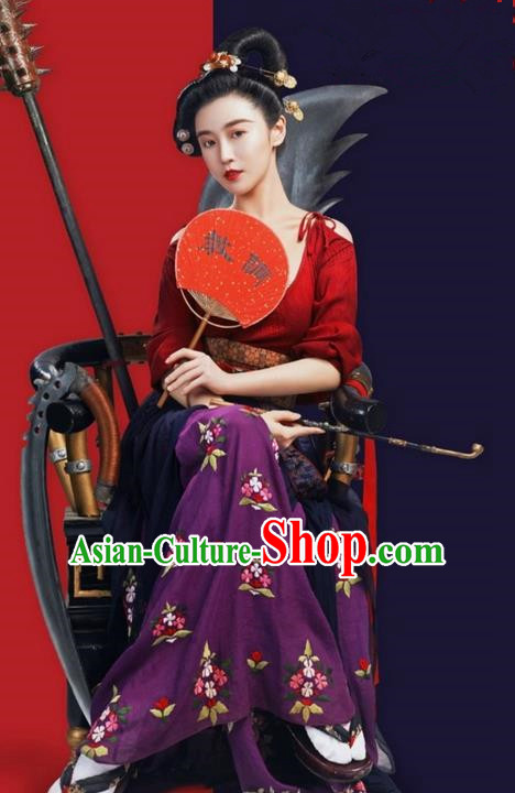 Traditional Ancient Chinese Imperial Consort Costume, Chinese Television Drama Detective Samoyeds Princess Elegant Hanfu Dress, Chinese Tang Dynasty Imperial Concubine Tailing Embroidered Clothing for Women