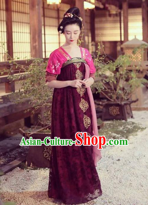 Traditional Ancient Chinese Imperial Consort Costume, Chinese Television Drama Detective Samoyeds Empress Elegant Hanfu Dress, Chinese Tang Dynasty Imperial Concubine Tailing Embroidered Clothing for Women
