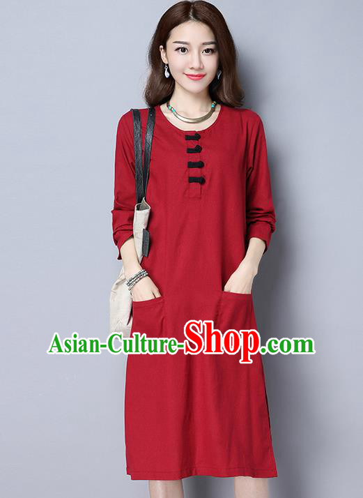 Traditional Ancient Chinese National Costume, Elegant Hanfu Dress, China Tang Suit Cheongsam Upper Outer Garment Red Elegant Dress Clothing for Women