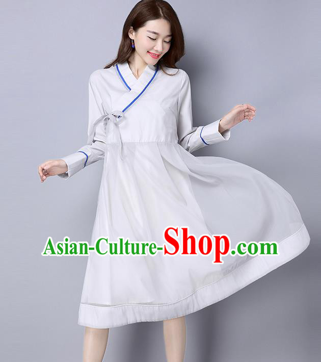 Traditional Ancient Chinese National Costume, Elegant Hanfu Slant Opening Dress, China Tang Suit Cheongsam Dress Upper Outer Garment Dress Clothing for Women