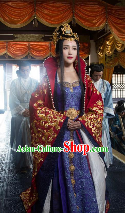 Traditional Ancient Chinese Imperial Concubine Wedding Costume, Chinese Warring States Period Imperial Empress Elegant Dress, Cosplay Imperial Consort Chinese Nobility Hanfu Tailing Embroidered Clothing for Women