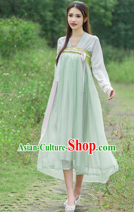 Traditional Ancient Chinese Costume, Elegant Hanfu Clothing Embroidered Blouse and Dress, China Tang Dynasty Princess Elegant Blouse and Ru Skirt Complete Set for Women