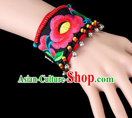 Traditional Chinese Miao Nationality Crafts, Yunan Hmong Handmade Bracelet Cuff Hand Decorative, China Miao Ethnic Minority Bangle Accessories for Women