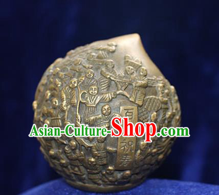 Traditional Chinese Miao Nationality Crafts Decoration Accessory Bronze Peach, Hmong Handmade Miao Silver Longevity Peaches Ornaments, Miao Ethnic Minority Exorcise Evil Peach