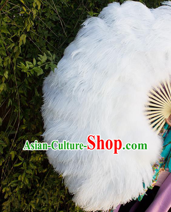 Traditional Handmade Chinese Ancient Classical Wedding Accessories Bride Feather Flowers Roung Fan