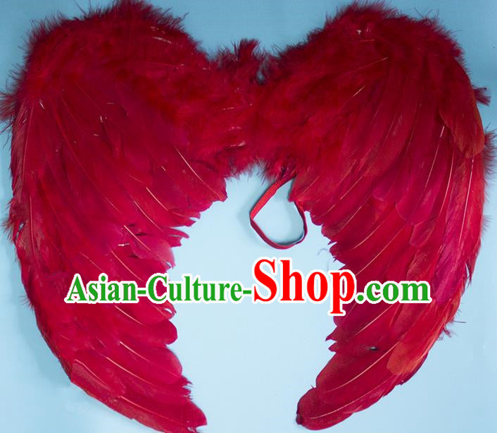 Chinese Children Kindergarten Stage Performance Prop Angel Red Feather Butterfly Wings for Kids