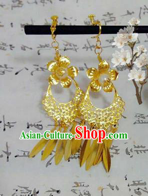 Traditional Handmade Chinese Ancient Classical Accessories Earrings, Han Dynasty Imperial Consort Eardrop, Hanfu Princess Tassel Earbob for Women
