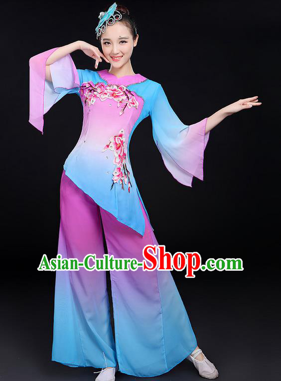 Traditional Chinese Yangge Fan Dancing Costume, Folk Dance Yangko Umbrella Dance Uniforms, Classic Dance Elegant Dress Drum Dance Red Clothing for Women