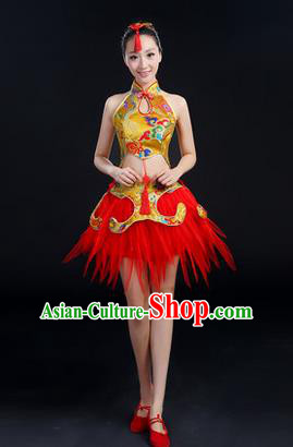 Traditional Chinese Yangge Fan Dancing Costume, Folk Dance Yangko Mandarin Collar Uniforms, Classic Dance Elegant Dress Drum Dance Clothing for Women