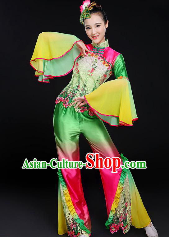 Traditional Chinese Yangge Fan Dancing Costume