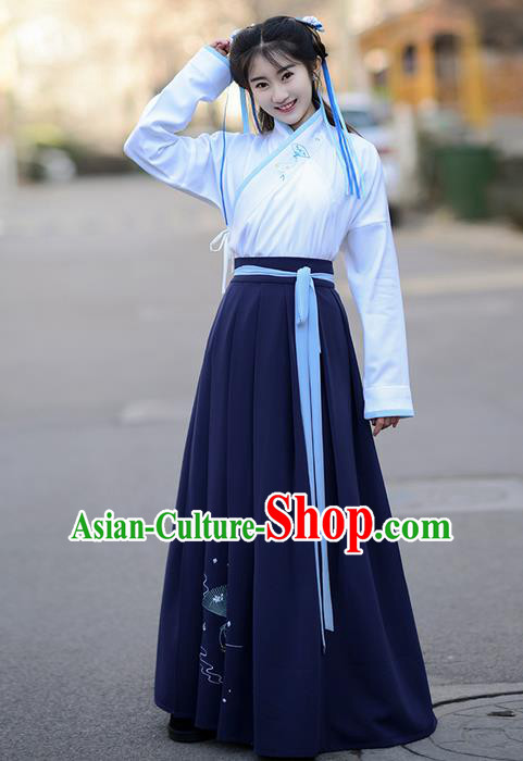 Traditional Ancient Chinese Palace Lady Costume Embroidered Blouse and Slip Skirt Complete Set , Elegant Hanfu Suits Clothing Chinese Han Dynasty Imperial Princess Dress Clothing for Women