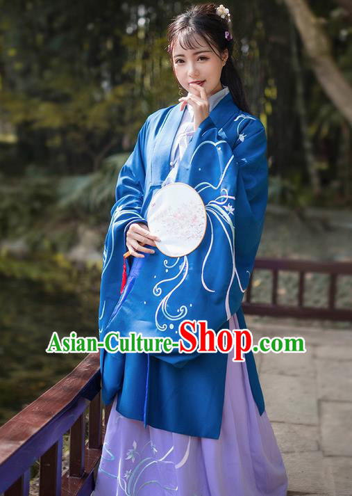 Traditional Ancient Chinese Young Lady Elegant Costume Embroidered Wide Sleeve Cardigan, Elegant Hanfu Clothing Chinese Jin Dynasty Imperial Princess Clothing for Women