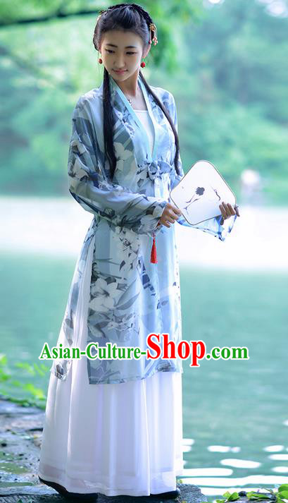Traditional Ancient Chinese Young Lady Costume Long BeiZi Blouse Boob Tube Top and Slip Skirt Complete Set, Elegant Hanfu Suits Clothing Chinese Tang Dynasty Imperial Princess Dress Clothing for Women