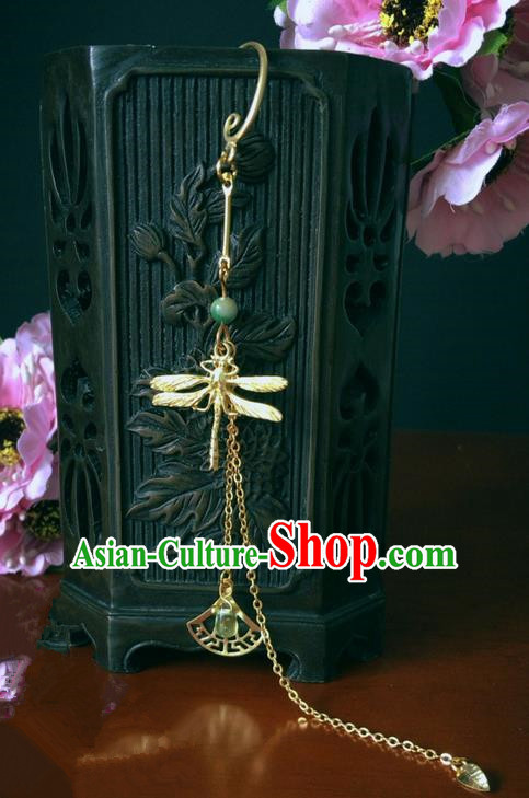 Traditional Handmade Chinese Ancient Classical Accessories, Chinese Eardrop Long Tassel Pearl Jewellery Earrings Hanfu Dragonfly Earbob for Women
