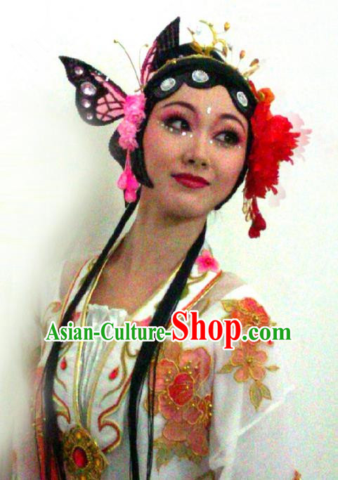 Traditional Ancient Chinese Classical Peking Opera Hair Accessories Props, Peking Opera Headwear Classical Dance Wigs for Women