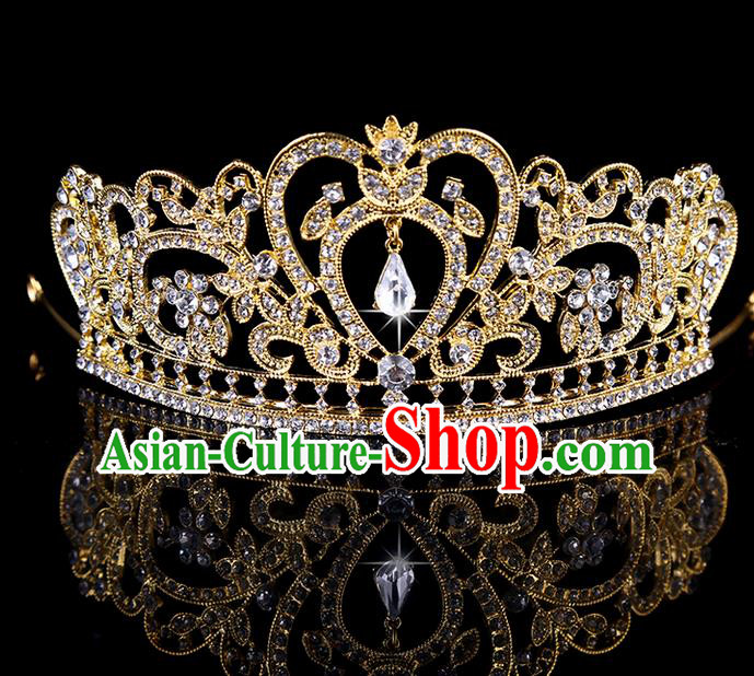 Top Grade Handmade Chinese Classical Hair Accessories, Children Headband Crystal Crown Gold Coronet, Hair Sticks Hair Jewellery, Hair Clasp for Kids Girls