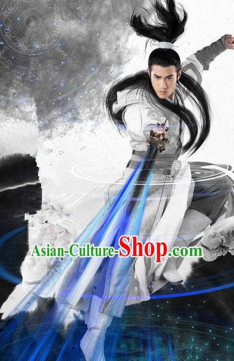 Traditional Ancient Chinese Swordsman Costume, Chinese Ming Dynasty Chivalrous Kawaler Suit, Chinese Television Swords of Legends Knight Prince Hanfu Clothing for Men