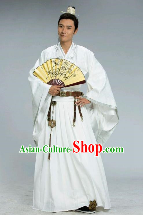 Traditional Chinese Ancient Imperial Dandies Scholar Costume and Handmade Headpiece Complete Set, Chinese Northern and Southern Dynasties Prince Suits, Chinese Television Tokgo World Nobility Childe Embroidered Hanfu Clothing for Men