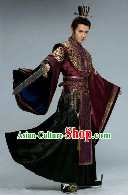 Traditional Chinese Ancient Imperial Dandies Swordsman Costume and Headwear Complete Set, Chinese Northern and Southern Dynasties Prince Tokgo World Nobility Childe Embroidered Hanfu Clothing for Men