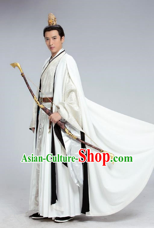 Traditional Chinese Ancient Swordsman Costume and Headwear Complete Set, China Northern and Southern Dynasties Prince Tokgo World Nobility Childe Hanfu Clothing for Men