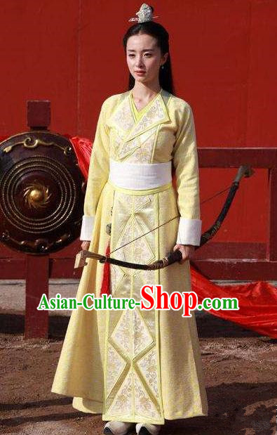 Traditional Chinese Ancient Princess Dress Costume, Chinese Northern and Southern Dynasties Television Tokgo World Swordswoman Hanfu Clothing and Headpiece Complete Set for Women