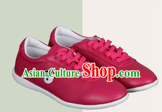 Top Grade Kung Fu Martial Arts Shoes Pulian Shoes, Chinese Traditional Tai Chi Imitation Leather Red Shoes for Women for Men
