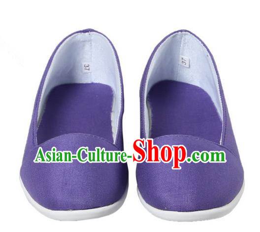 Top Chinese Traditional Tai Chi Linen Shoes Kung Fu Pulian Shoes Martial Arts Purple Shoes for Women