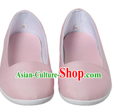 Top Chinese Traditional Tai Chi Linen Shoes Kung Fu Pulian Shoes Martial Arts Pink Shoes for Women