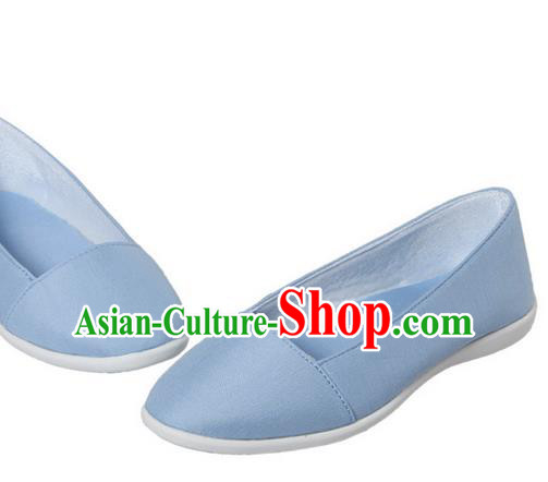 Top Chinese Traditional Tai Chi Linen Shoes Kung Fu Pulian Shoes Martial Arts Blue Shoes for Women