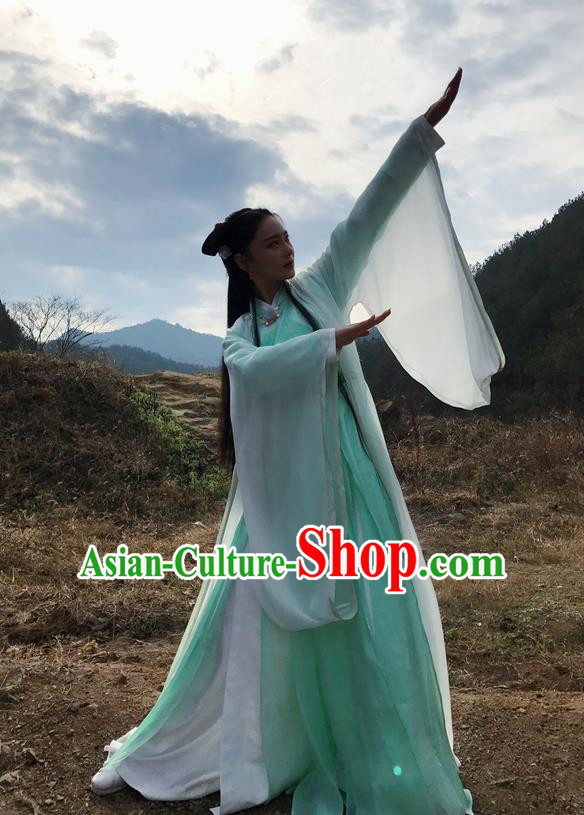 Traditional Chinese Ancient Swordsman Costume, Chinese Teleplay Flower Shabana Flyings Sky Song Dynasty Palace Lady Princess Clothing and Headpiece Complete Set for Women