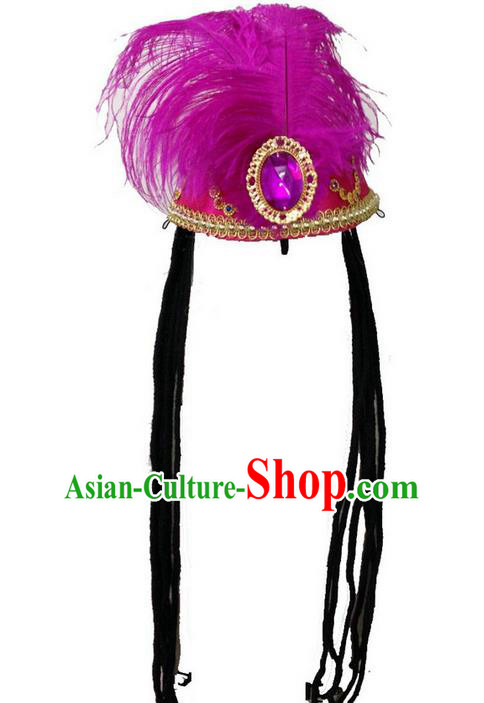Traditional Chinese Uyghur Nationality Dance Headwear, Chinese Uigurian Minority Nationality Folk Dancing Hat for Women
