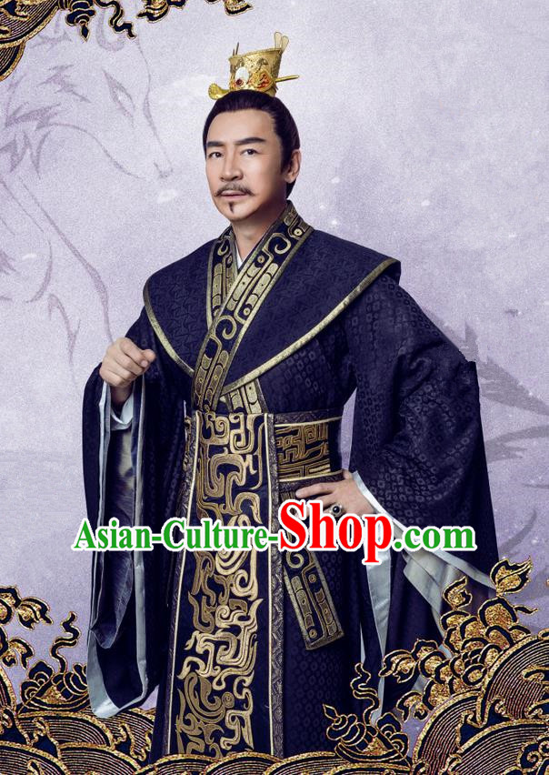 Traditional Chinese Song Dynasty Master Costume and Handmade Headpiece Complete Set, China Ancient Minister Nobility Lord Clothing for Men