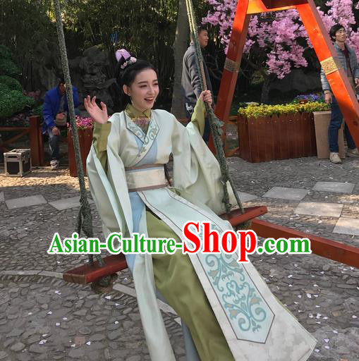 Chinese Teleplay Flower Shabana Flyings Sky Swordswoman Dance Dress, Traditional Chinese Ancient Song Dynasty Imperial Princess Costume and Headpiece Complete Set for Women
