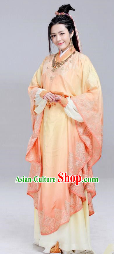 Traditional Ancient Chinese Elegant Aristocratic Female Costume, Chinese Ancient Palace Young Lady Dress, Cosplay Chinese Television Drama Jade Dynasty Qing Yun Faction Princess Peri Hanfu Trailing Embroidery Clothing for Women