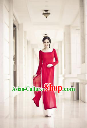 Top Grade Asian Vietnamese Traditional Dress, Vietnam Bride Ao Dai Dress, Vietnam Princess Wedding Red Dress Cheongsam Clothing for Women