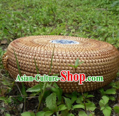 Top Asian Vietnamese Traditional Rattan Plaited Articles, Vietnam Round Tea Caddy Handicraft Candy Canister