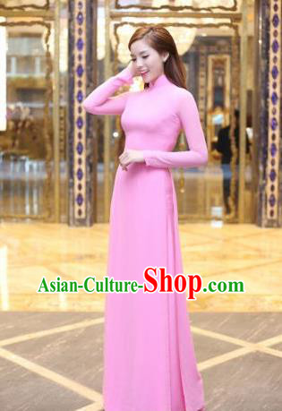 Top Grade Asian Vietnamese Traditional Dress, Vietnam Bride Ao Dai Dress, Vietnam Princess Wedding Pink Dress Cheongsam Clothing for Women