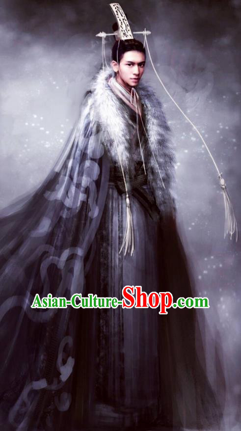 Traditional Chinese Ancient Shang Dynasty Palace Prince Costume, China Mythology Television Zhao Ge Ancient Infante Swordsman Embroidery Clothing and Headwear Complete Set