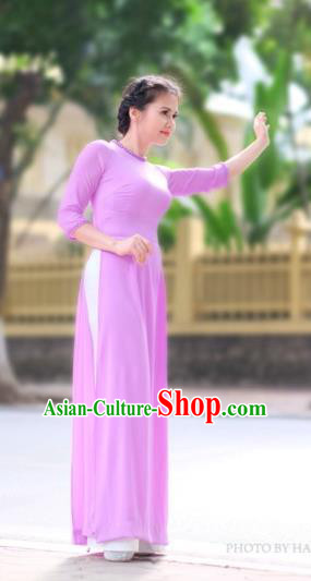 Traditional Top Grade Asian Vietnamese Costumes Classical Pink Cheongsam, Vietnam National Bride Ao Dai Dress for Women