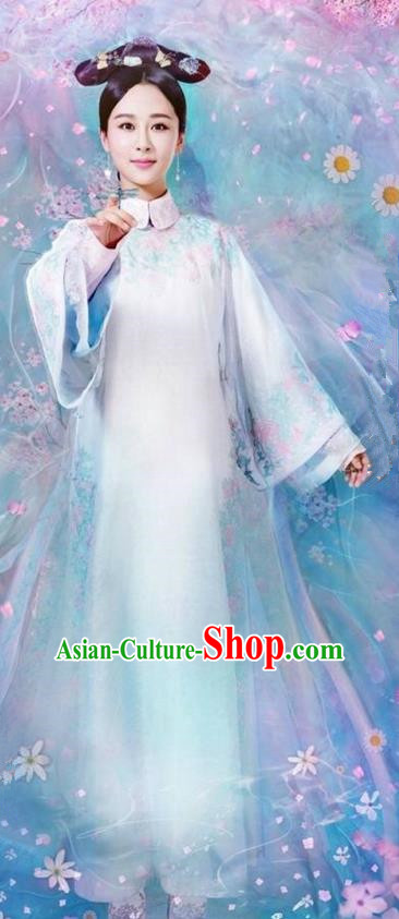 Traditional Ancient Chinese Qing Dynasty Imperial Princess Costume, Chinese Manchu Mandarin Palace Lady Clothing and Handmade Headpiece Complete Set for Women