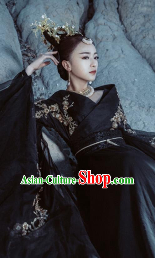 Traditional Chinese Ancient Shang Dynasty Imperial Consort Dance Costume, China Mythology Television Zhao Ge Ancient Imperial Concubine Clothing and Headwear Complete Set for Women