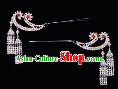 Chinese Ancient Peking Opera Hair Accessories Young Lady Headwear, Traditional Chinese Beijing Opera Head Ornaments Hua Tan Colorful Crystal Hairpins