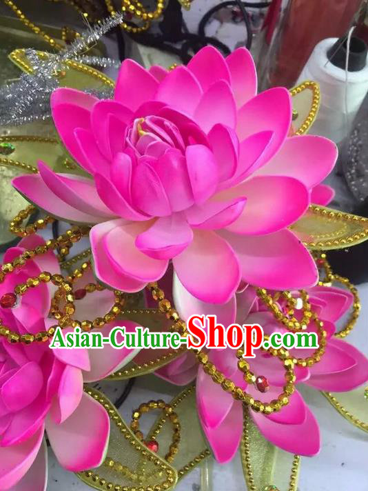 Traditional Chinese Folk Dance Lotus Hair Accessories, China Ancient Classical Dance Handmade Headwear for Women