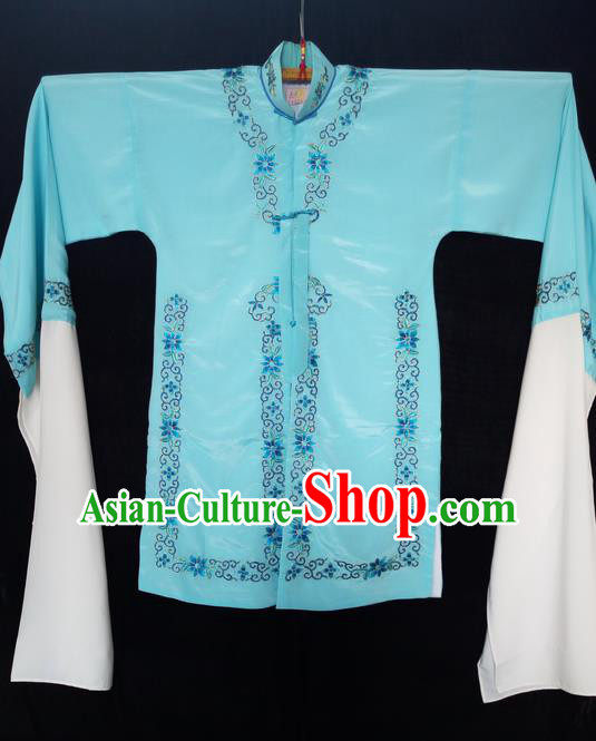 Traditional Chinese Peking Opera Costumes Blue Blouse, China Beijing Opera High-grade Embroidered Water-sleeve Wearing for Women